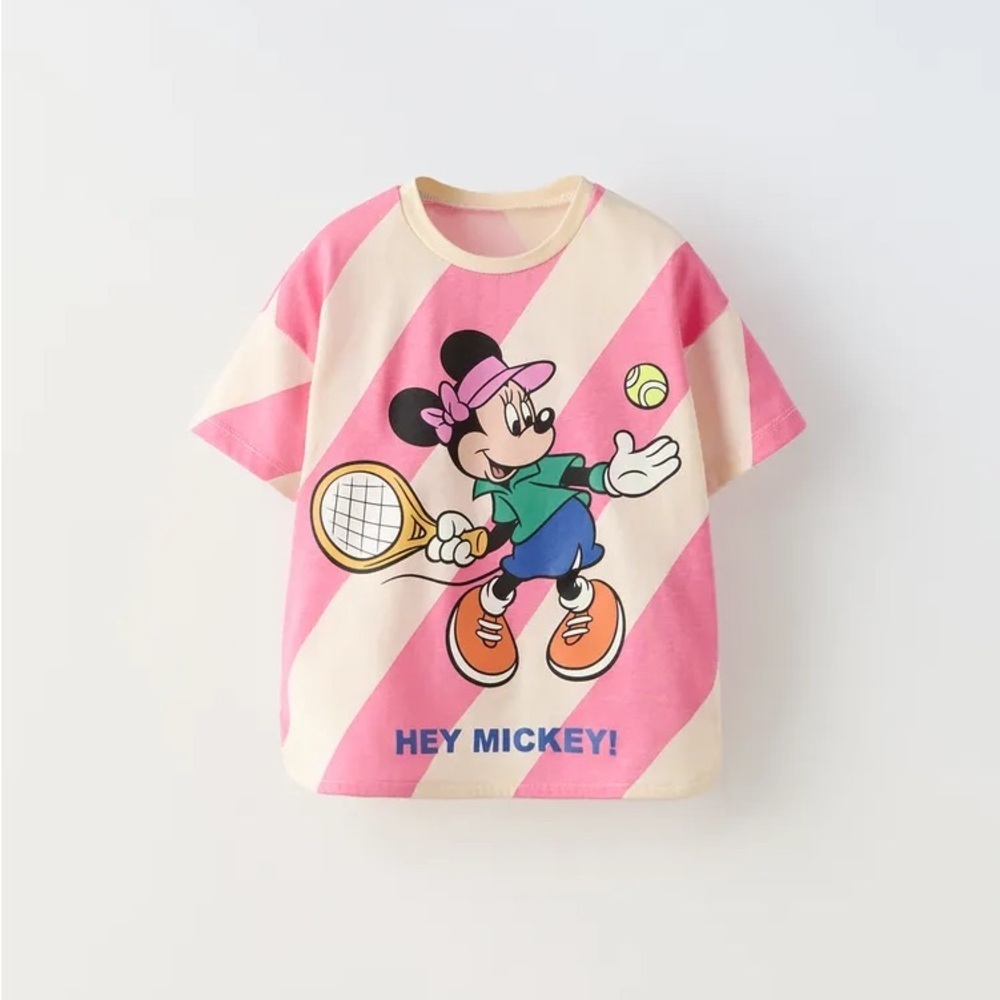 Zara kids x Disney tee Minnie Mouse tennis mickey striped toddler girl graphic - Picture 4 of 8
